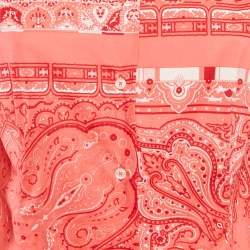 Etro Coral Pink Paisley Print Cotton Button Front Shirt M 