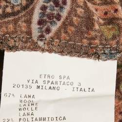 Pre Owned Etro Brown Paisley Print Wool Blend Knit Midi Dress M