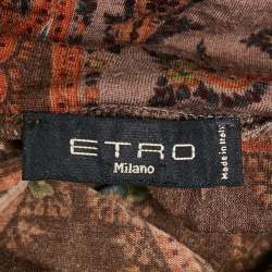 Pre Owned Etro Brown Paisley Print Wool Blend Knit Midi Dress M