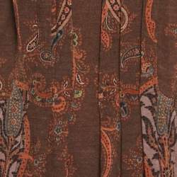 Pre Owned Etro Brown Paisley Print Wool Blend Knit Midi Dress M