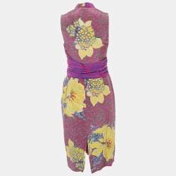 Etro Purple Printed Silk Sleeveless Short Dress M