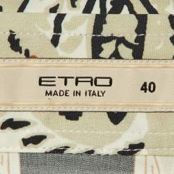 Etro Cream Floral Paisley Print Cotton Button Front Shirt S 