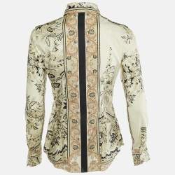 Etro Cream Floral Paisley Print Cotton Button Front Shirt S 