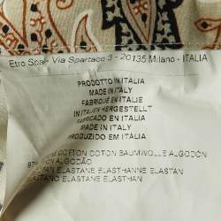 Etro Cream Floral Paisley Print Cotton Button Front Shirt S 