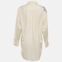 Etro Cream Paisley Print Cotton Blend Long Sleeve Shirt M