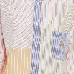 Pre Owned Etro Multicolor Striped Cotton Paneled Oversized Shirt M