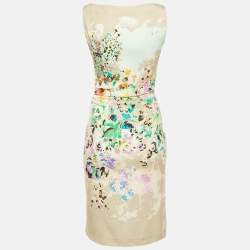 Pre Owned Etro Multicolor Printed Silk Ruched Knee-Length Dress M