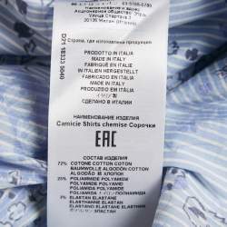 Pre Owned Etro Blue Printed Cotton Blend Button Front Shirt XS