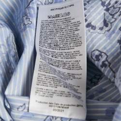 Pre Owned Etro Blue Printed Cotton Blend Button Front Shirt XS