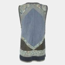Etro Multicolor Printed Suede Chain Detail Top M