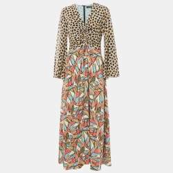 Etro Multicolor Printed Silk V-Neck Maxi Dress L