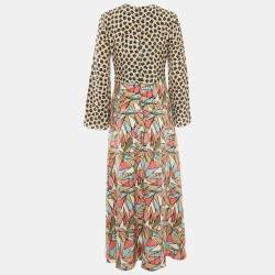 Etro Multicolor Printed Silk V-Neck Maxi Dress L
