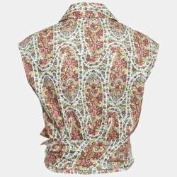 Pre Owned Etro Multicolor Floral Print Sleeveless Wrap Top M
