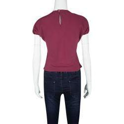 مملوكة مسبقًا توب إيترو حرير أحمر بأكمام قصيرة S