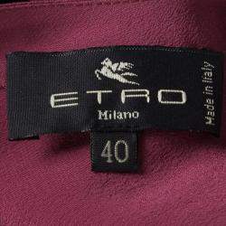 مملوكة مسبقًا توب إيترو حرير أحمر بأكمام قصيرة S