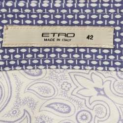 Pre Owned Etro Blue Paisley Print Cotton Button Front Shirt S 