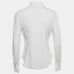 Pre Owned Etro White Cotton Slim Fit Shirt M