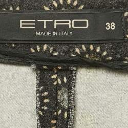 Pre Owned Etro Black Printed Wool Culottes S 