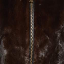 Pre Owned سترة بدون أكمام فرو منك بني إيترو مقاس متوسط (ميديوم)