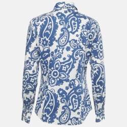 Pre Owned Etro White Paisley Print Cotton Full Sleeve Shirt M 
