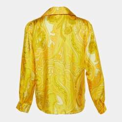 Pre Owned Etro Yellow Paisley Print Silk Full Sleeve Shirt L 