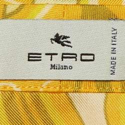 Pre Owned Etro Yellow Paisley Print Silk Full Sleeve Shirt L 