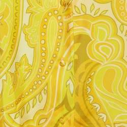 Pre Owned Etro Yellow Paisley Print Silk Full Sleeve Shirt L 