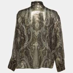 مملوكة مسبقًا Etro Metallic Lame neck Tie Detail Top L