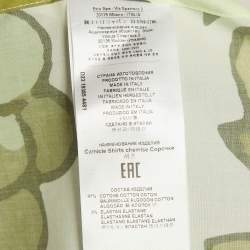 Pre Owned Etro Green Printed Cotton Button Front Oversized Shirt L