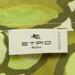 Pre Owned Etro Green Printed Cotton Button Front Oversized Shirt L