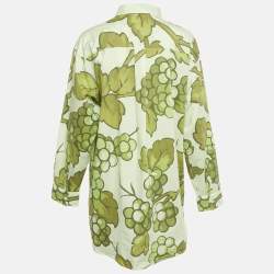 Pre Owned Etro Green Printed Cotton Button Front Oversized Shirt L