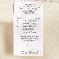 Pre Owned Etro Off-White Herringbone Cotton Patchwork Detail Button Front Jacket S