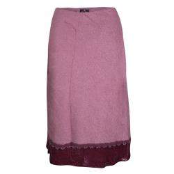Etro Pink Wool Blend Velvet Trim Bead Detail Midi Skirt S