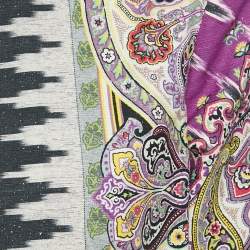 Pre Owned Etro Multicolor Ikat Print Cotton and Silk Open Front Jacket L