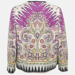 Pre Owned Etro Multicolor Ikat Print Cotton and Silk Open Front Jacket L