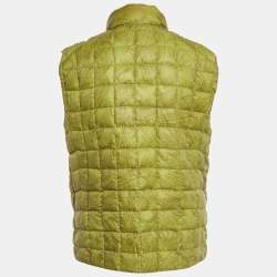 Pre Owned Etro Green Printed Nylon Sleeveless Quilted Down Jacket L