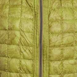 Pre Owned Etro Green Printed Nylon Sleeveless Quilted Down Jacket L