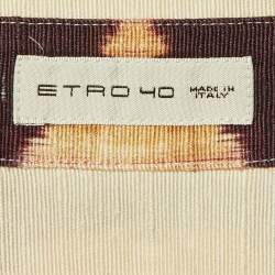 Pre Owned Etro Cream Printed Silk & Cotton Oversized Top S