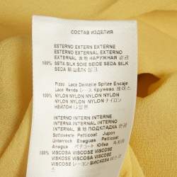 Pre Owned Etro Yellow Silk Georgette Lace Detail Pleated Maxi Dress XS  