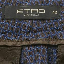 Pre Owned Etro Blue Jacquard Skinny Trousers M