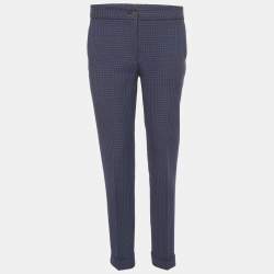 Pre Owned Etro Blue Jacquard Skinny Trousers M