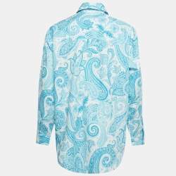 Pre Owned Etro Blue Paisley Print Cotton Shirt S