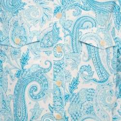 Pre Owned Etro Blue Paisley Print Cotton Shirt S