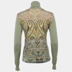 Pre Owned Etro Green Paisley Print Jersey Pullover M