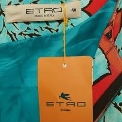 مملوكة مسبقًا Etro Blue /Orange Floral Print Crepe Short Dress L