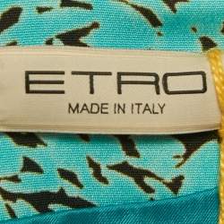 مملوكة مسبقًا Etro Blue /Orange Floral Print Crepe Short Dress L