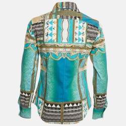 Pre Owned Etro Blue Paisley Print Stretch Cotton Tribal Accent Shirt S