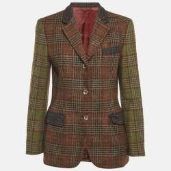 Pre Owned Etro Multicolor Wool Houndstooth Pattern Blazer M