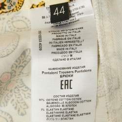 Pre Owned Etro Yellow Printed Cotton Wide Leg Trousers M