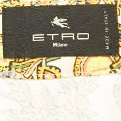 Pre Owned Etro Yellow Printed Cotton Wide Leg Trousers M